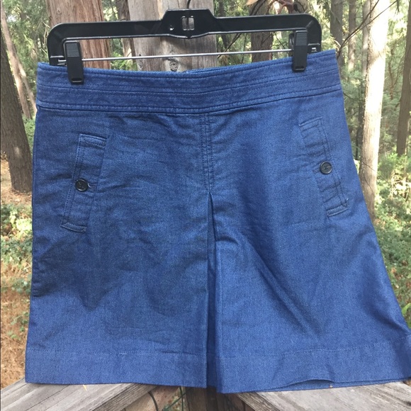 LOFT Dresses & Skirts - Loft classic front pleat navy blue denim mini navy skirt